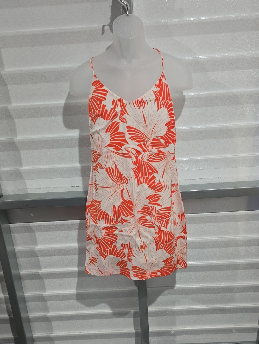 J. Crew Orange and White Tropical Floral Camisole Mini Dress Size 2